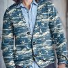 Men DJ Print Cardigan | Japanese Ukiyoe Wave Print V-Neck Knitted Cardigan Photo Color