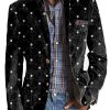 Men BXL Print Jacket | Men'S Geometric Print Pocket Casual Blazer Black