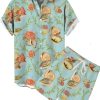 Men GYJ Set | Conch Shell Print Casual Short-Sleeved Shirt And Shorts Two-Piece Set Light Green