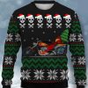 Men DJ Ugly Sweater | Christmas Skull Biker Print Crew Neck Sweatshirt Black