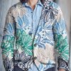 Men BXL Print Cardigan | Men'S Casual Hand-Painted Art Single-Breasted V-Neck Woolen Cardigan Blue