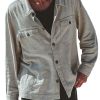 Men DJ Casual Shirts | Vintage Pocket Casual Long Sleeve Shirt Gray