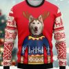 Men DJ Ugly Sweater | Christmas Puppy Print Casual Crew Neck Sweatshirt Red