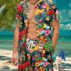 Men HWT Set | Men'S Sets Holiday Hawaiian Topical Tiki Print Two Piece Sets Green