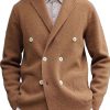 Men DJ Jacket | Lapel Double-Breasted Double-Pocket Casual Woolen Coat Camel