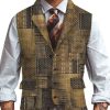 Men DJ Vest | Retro Ethnic Print Three-Pocket Lapel Suit Vest Photo Color