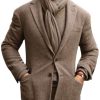 Men BXL Jacket | Retro Solid Color Woolen Lapel Casual Suit Coat Gray Brown