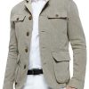 Men DJ Jacket | Vintage Single-Breasted Multi-Pocket Casual Jacket Gray Green