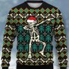 Men DJ Ugly Sweater | Christmas Fun Skull Print Crew Neck Sweatshirt Black