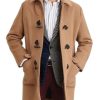 Men DJ Jacket | Lapel Double Pocket Single Breasted Casual Woolen Coat Camel