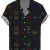 Men DJ Shirts | Colorful Boobs Print In Many Shapes Casual Short Sleeve Shirt Black