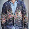 Men BXL Print Cardigan | Men'S Casual Floral Gradient Single-Breasted V-Neck Knitted Cardigan Photo Color