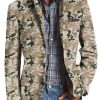 Men BXL Print Jacket | Men'S Retro Camouflage Print Casual Blazer Khaki