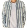 Men BXL Casual Long Sleeve Shirts | Men'S Striped Casual Pocket Long Sleeve Shirt Blue