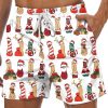 Men DJ Shorts | Cartoon Christmas Cocks Toy Print Casual Lace-Up Shorts