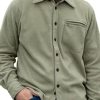 Men DJ Casual Long Sleeve Shirts | Solid Color Lapel Pocket Casual Long Sleeve Shirt Army Green