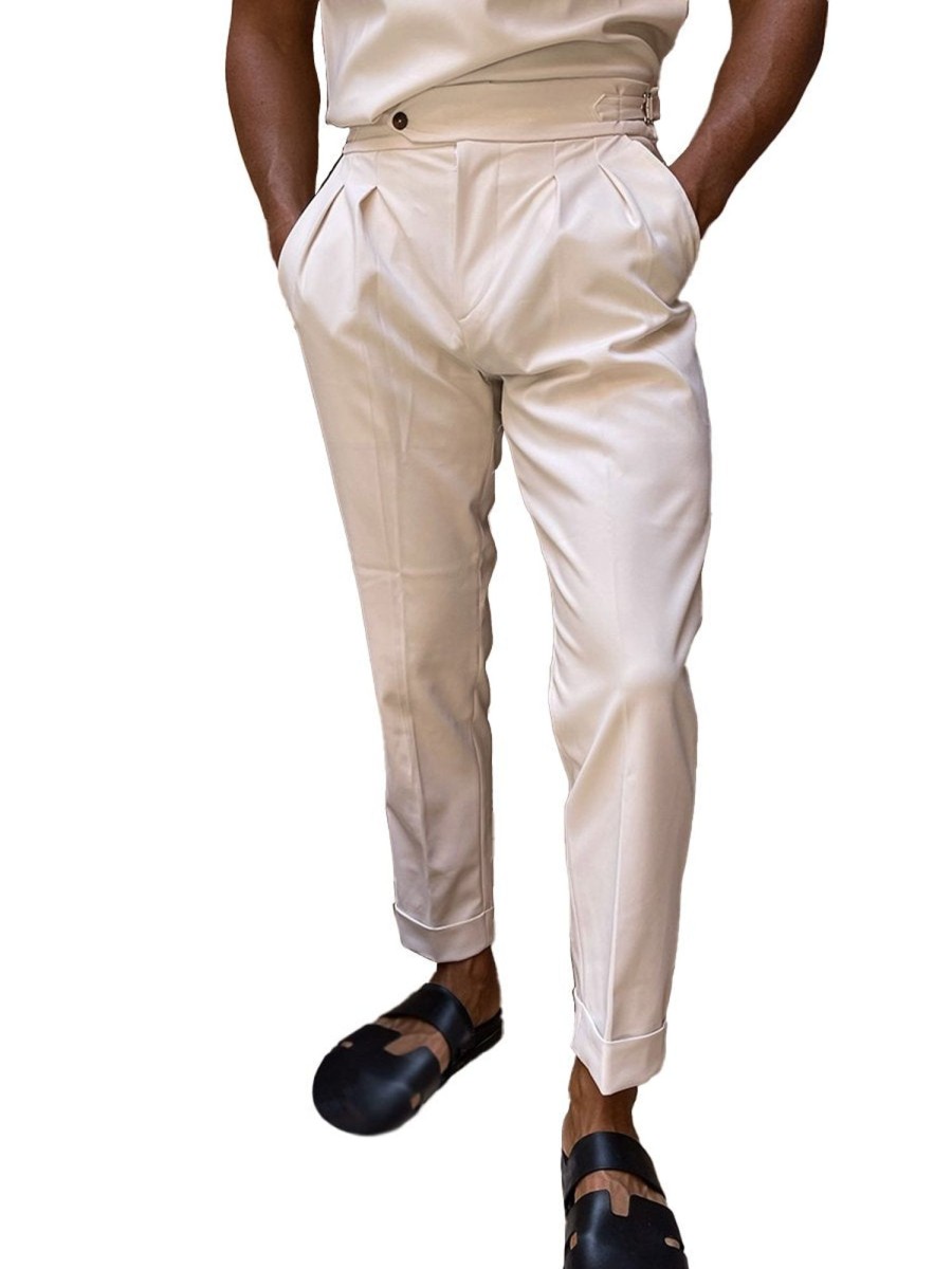 Men QMY Bottoms | Pleated Trouser Beige