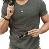 Men DJ Casual Shirts | Round Neck Versatile Casual Short-Sleeved T-Shirt Dark Gray