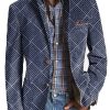 Men DJ Print Jacket | Retro American Geometric Print 3 Pocket Casual Lapel Suit Blue