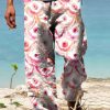 Men LJC Bottoms | Watercolor Chest Drawstring Pocket Trousers Photo Color