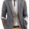 Men DJ Jacket | Vintage Lapel Double Pocket Casual Blazer Gray