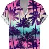 Men GYJ Shirts | Coco Print Hawaiian Casual Short Sleeve Shirt Pink