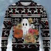 Men LJC Ugly Sweater | Playful Crew Neck Sweatshirt With Ghost Pattern Black