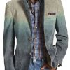 Men BXL Print Jacket | Men'S Gradient Print Casual Multi-Pocket Blazer Photo Color