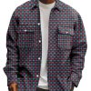 Men DJ Print Jacket | Retro Polka Dot Print Double Pocket Shirt Jacket Photo Color