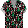 Men DJ Shirts | Fun Christmas Cocks Print Casual Short Sleeve Shirt