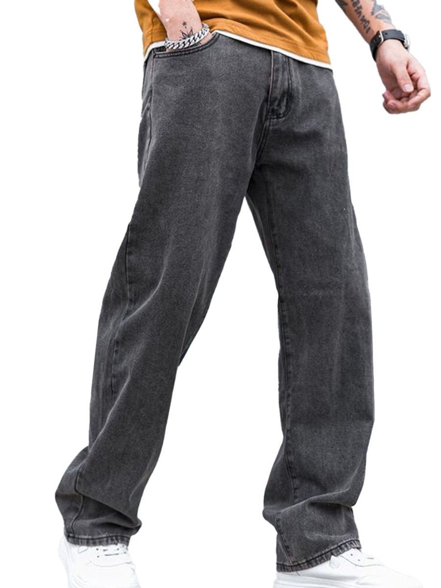 Men DJ Bottoms | Retro Versatile Pocket Casual Jeans Gray