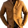 Men BXL Jacket | Retro Solid Color Multi-Pocket Lapel Cotton Casual Jacket Orange