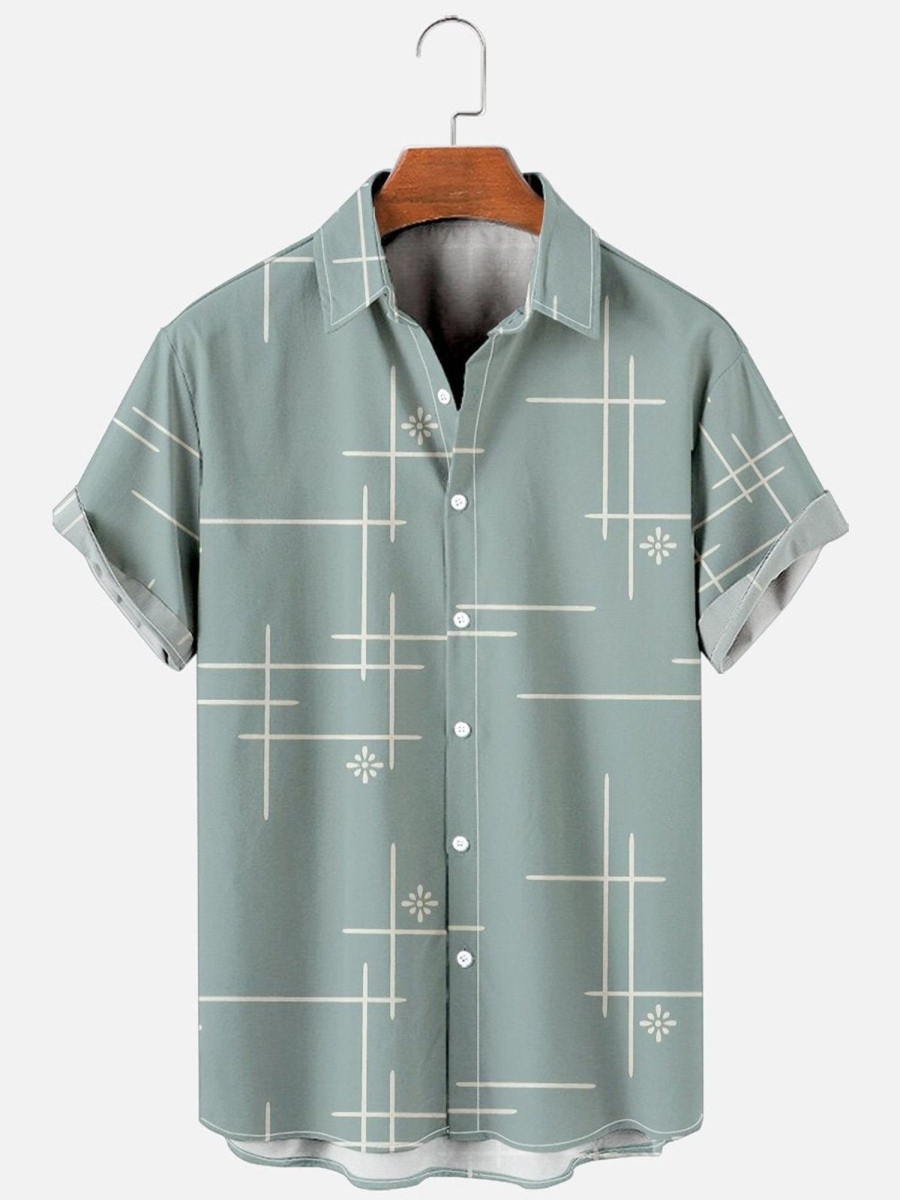 Men HLJ Shirts | Casual Line Resort Short Sleeve Shirt Light Green