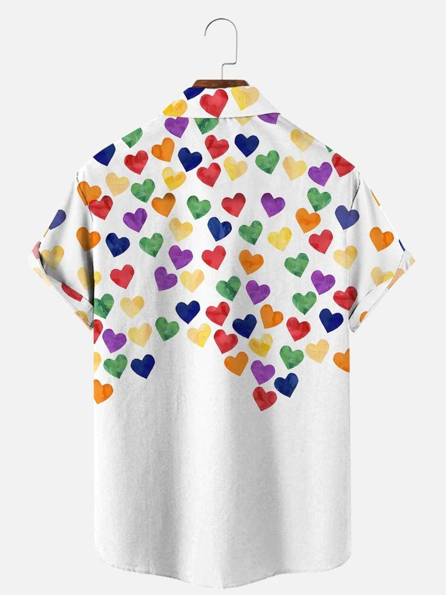 Men DJ Shirts | Men'S We Rise By Lifting Others Heart Rainbow Shirt White