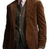 Men BXL Jacket | Men'S Vintage Solid Color Corduroy Pocket Casual Blazer Brown