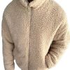 Men DJ Jacket | Double-Sided Fleece Double Pocket Zipper Stand Collar Warm Coat Beige