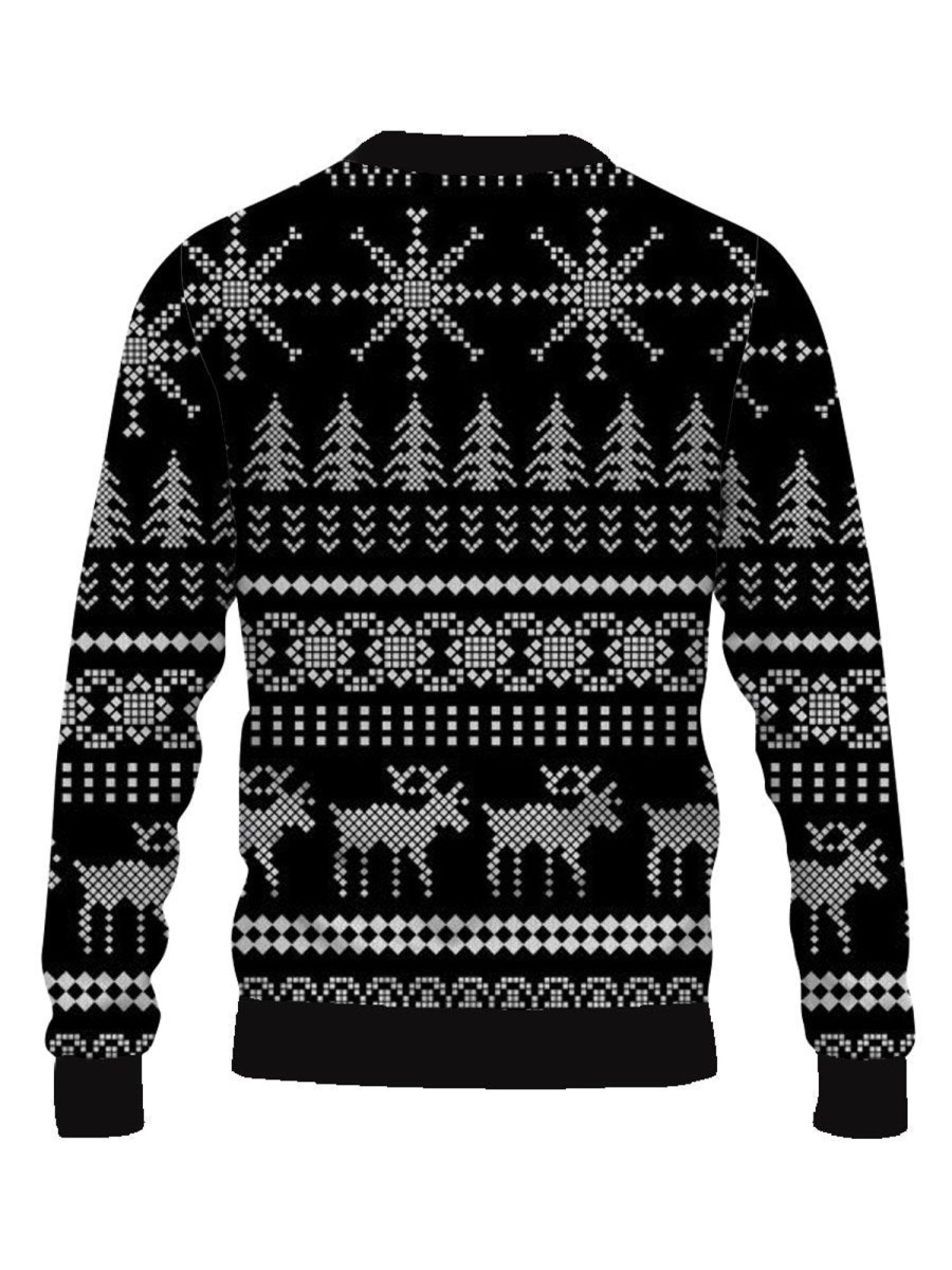 Men BXL Ugly Sweater | Men'S Crew Neck Casual Fun Christmas Print Sweatshirt 25577886Xl Black