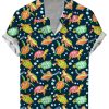 Men DJ Shirts | Multicolor Turtle Print Casual Hawaiian Short Sleeve Shirt Photo Color