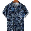 Men HLJ Shirts | Men'S Hawaiian Herb Print Short Sleeve Shirt Dark Blue