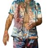 Men BXL Set | Men'S Rescue Animal Art Painted Lion Print Casual Short Sleeve Suit Photo Color