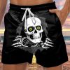 Men DJ Bottoms | Scary Ghost Print Pocket Track Shorts Black