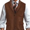 Men TH Vest | Men'S Retro Solid Polka Dots Print Casual Vest Brown