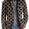 Men BXL Print Jacket | Men'S Geometric Print Pocket Casual Blazer Black