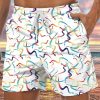 Men DJ Shorts | Cute Colorful Zigzag Snake Printing Two-Pocket Shorts White