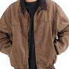 Men DJ Jacket | Retro Zip Pocket Lapel Casual Jacket Brown