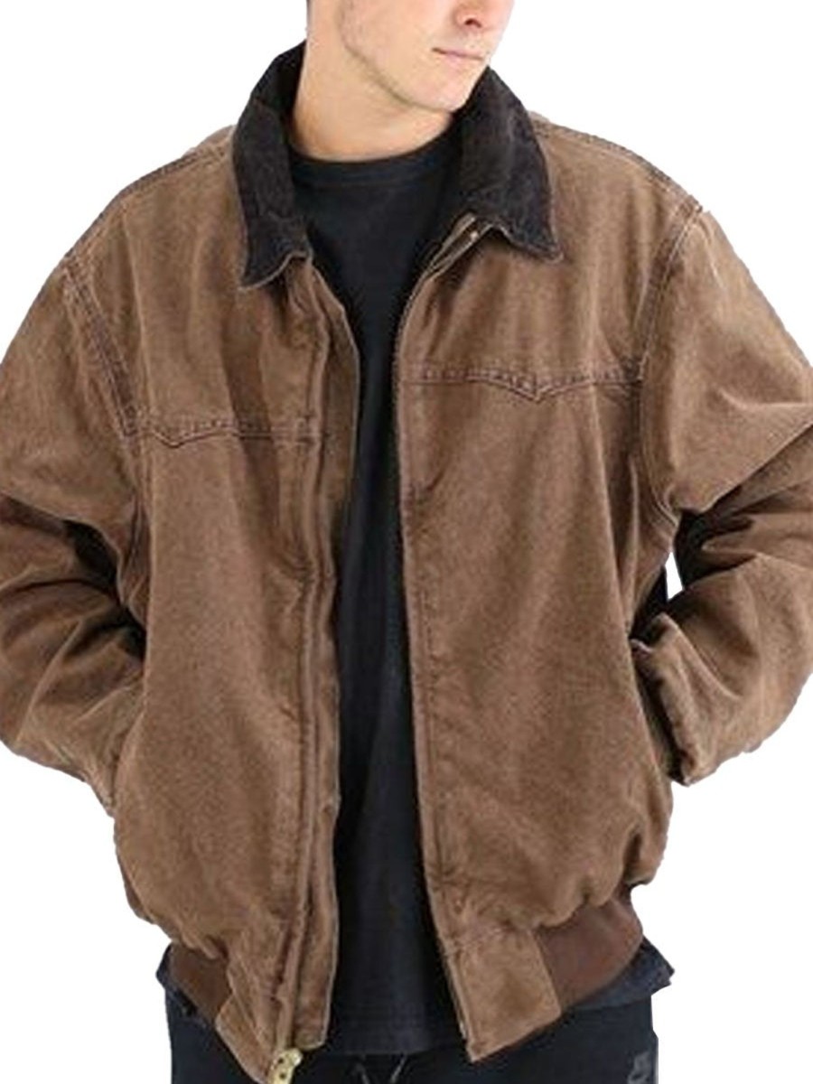 Men DJ Jacket | Retro Zip Pocket Lapel Casual Jacket Brown