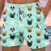 Men GYJ Bottoms | Puppy Print Hawaiian Lounge Shorts Green