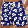 Men DJ Shorts | Men'S Hibiscus Print Double Pocket Lace Up Shorts Navy