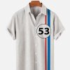 Men HLJ Shirts | Men'S Vintage Racing Stripe Print Short Sleeve Shirt Photo Color