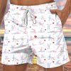 Men BXL Shorts | Fun Valentine'S Day Heart Print Casual Shorts White